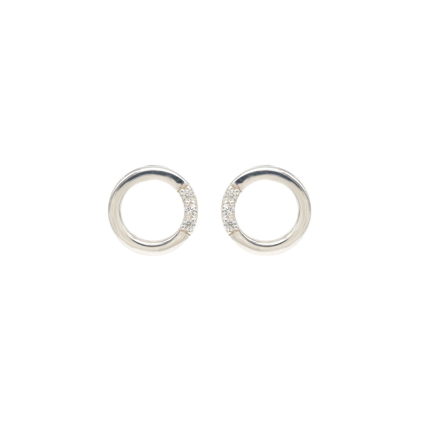 Top Quality 0.04 Ct White Zircon Pave In 925 Sterling Silver Minimalist Stud Earrings