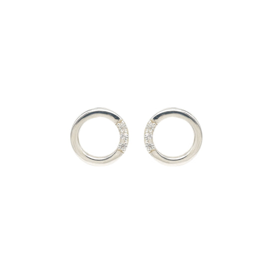 Top Quality 0.04 Ct White Zircon Pave In 925 Sterling Silver Minimalist Stud Earrings