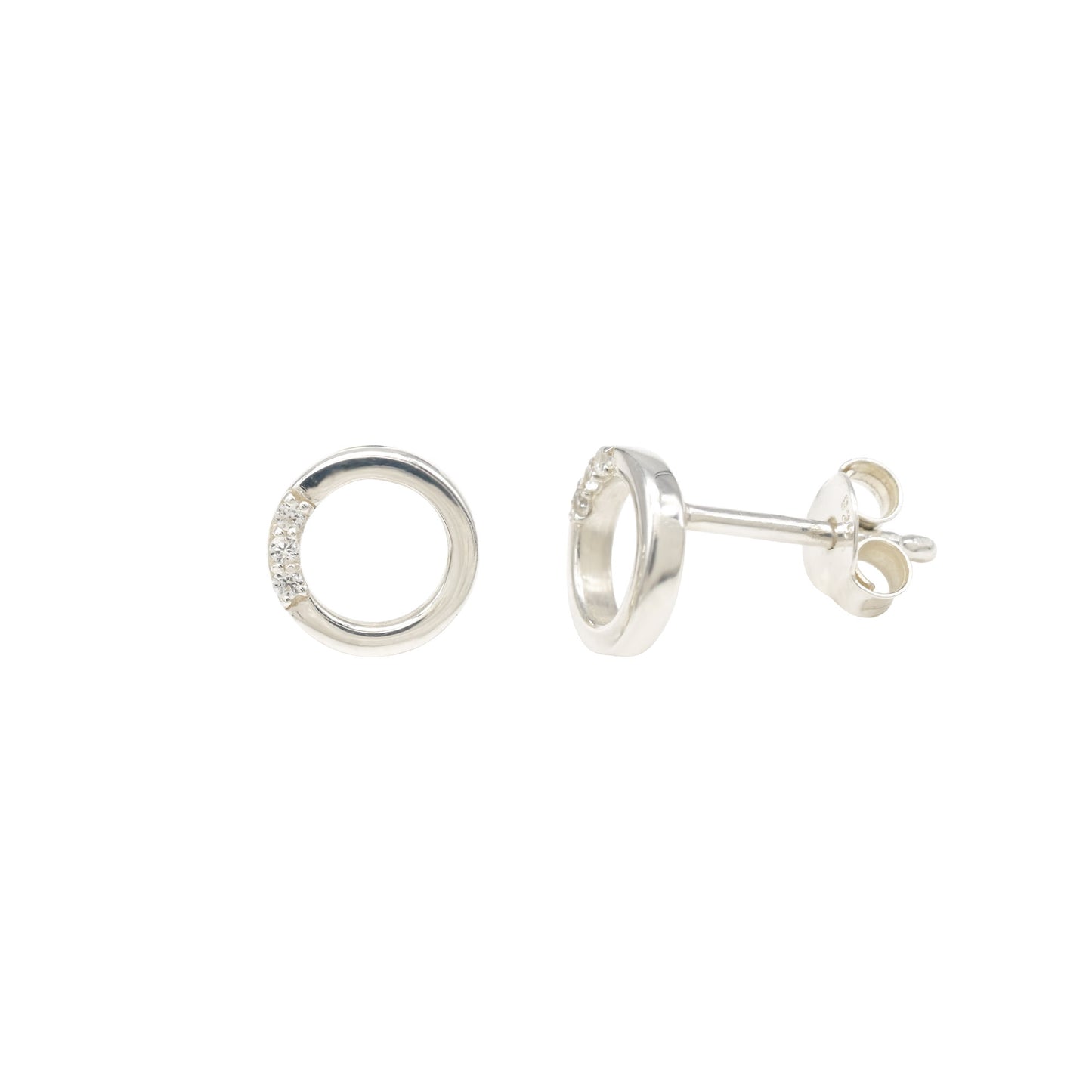 Top Quality 0.04 Ct White Zircon Pave In 925 Sterling Silver Minimalist Stud Earrings