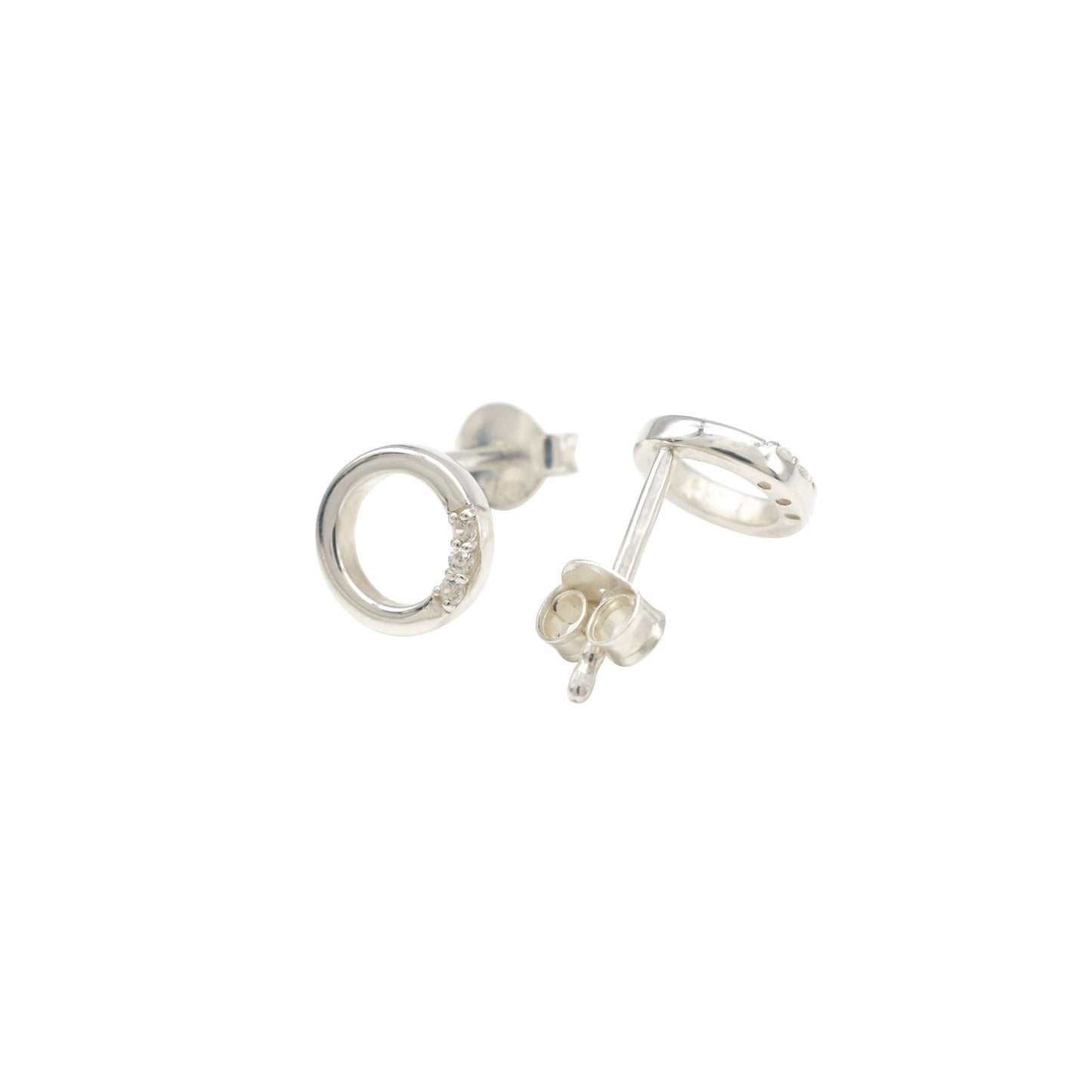 Top Quality 0.04 Ct White Zircon Pave In 925 Sterling Silver Minimalist Stud Earrings