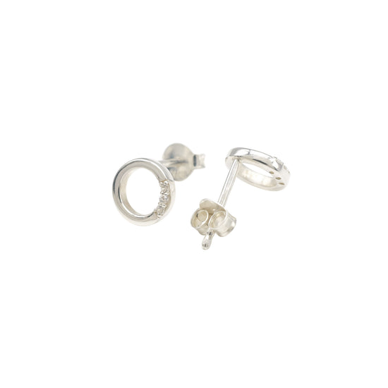 Top Quality 0.04 Ct White Zircon Pave In 925 Sterling Silver Minimalist Stud Earrings