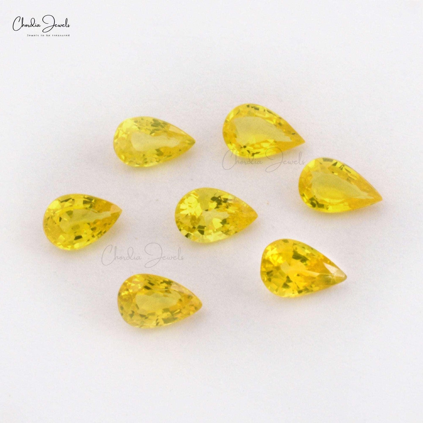 Top Quality Yellow Sapphire 6x4 mm Pear-Cut Loose Gemstones. Weight: 0.58 Carats, Stone Cut: Excellent, Precious Gemstones from Chordia Jewels.