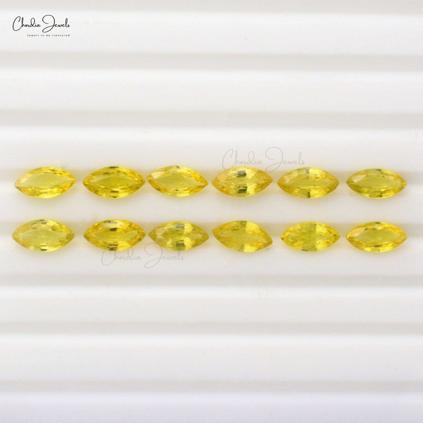 Load image into Gallery viewer, 100% Natural Yellow Sapphire Stone Marquise-Cut 5x2.50mm, September Birthstone, 0.13 Carats Stone Weight, Stone Cutting: Excellent from Chordia Jewels
