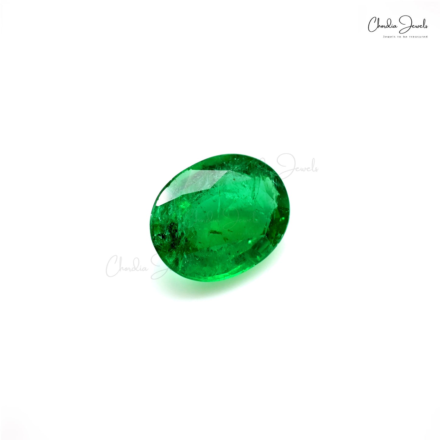 Natural oval cut emerald gemstone photo – Chordia Jewels