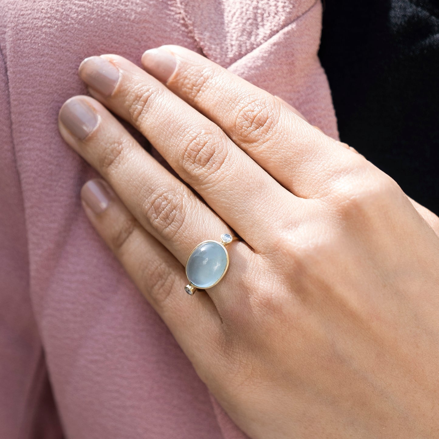 Buy White Aquamarine Stone Ring Online | Krishna Jewellers