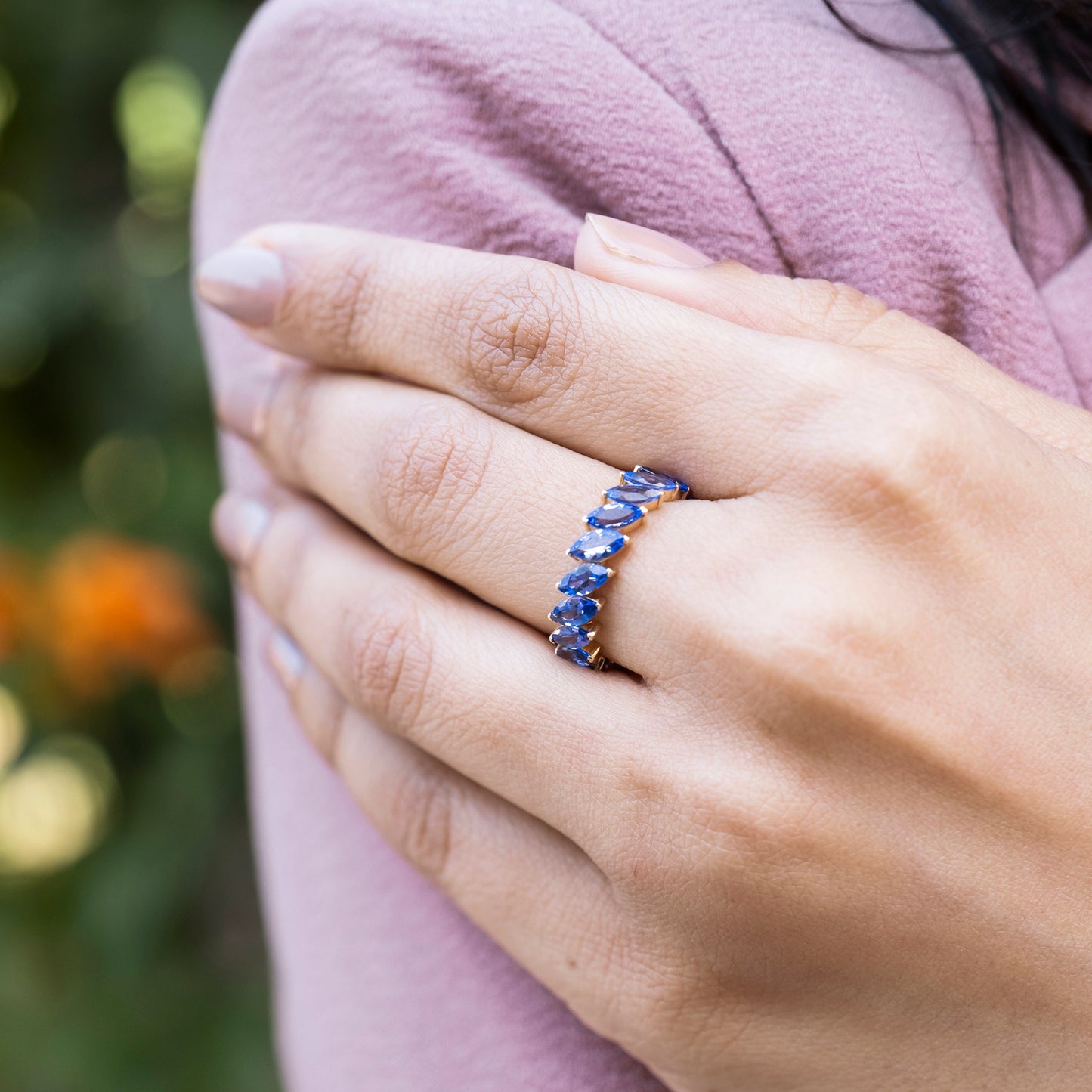 Buy Now 14k Real Gold Tanzanite Gemstone Eternity Band Ring By