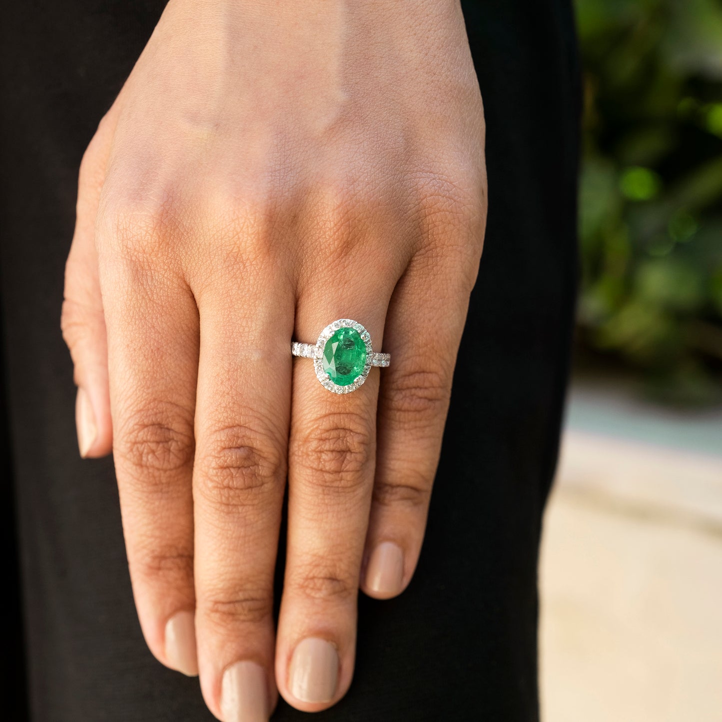 Natural emerald on sale and diamond ring