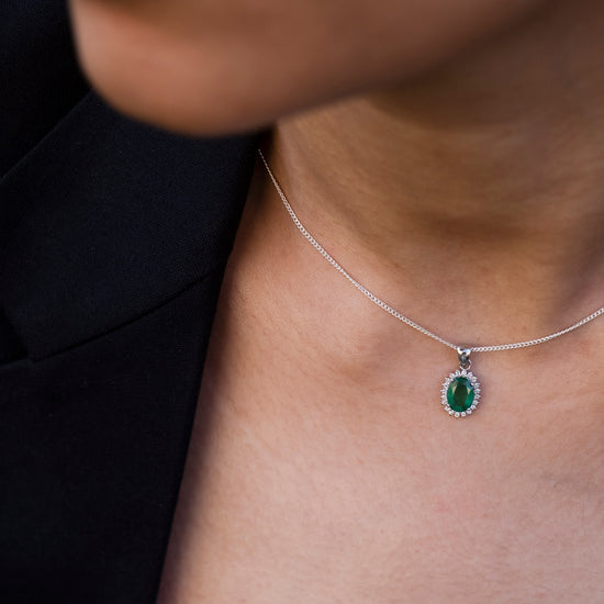Dainty Emerald Pendant, Created Emerald, Small Round Pendant, Small Em –  Adina Stone Jewelry