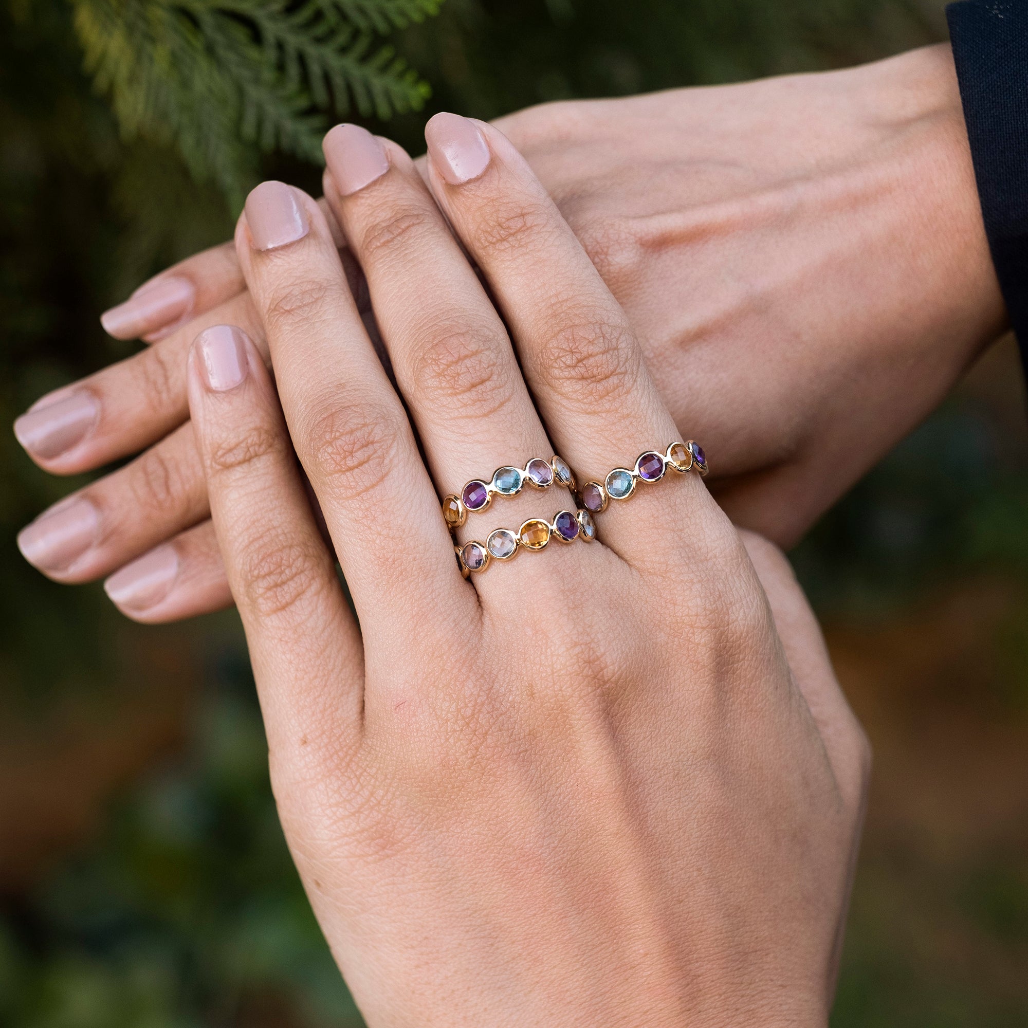 Buy 4mm Semi Gemstone Eternity Bands In 14k Solid Yellow Gold