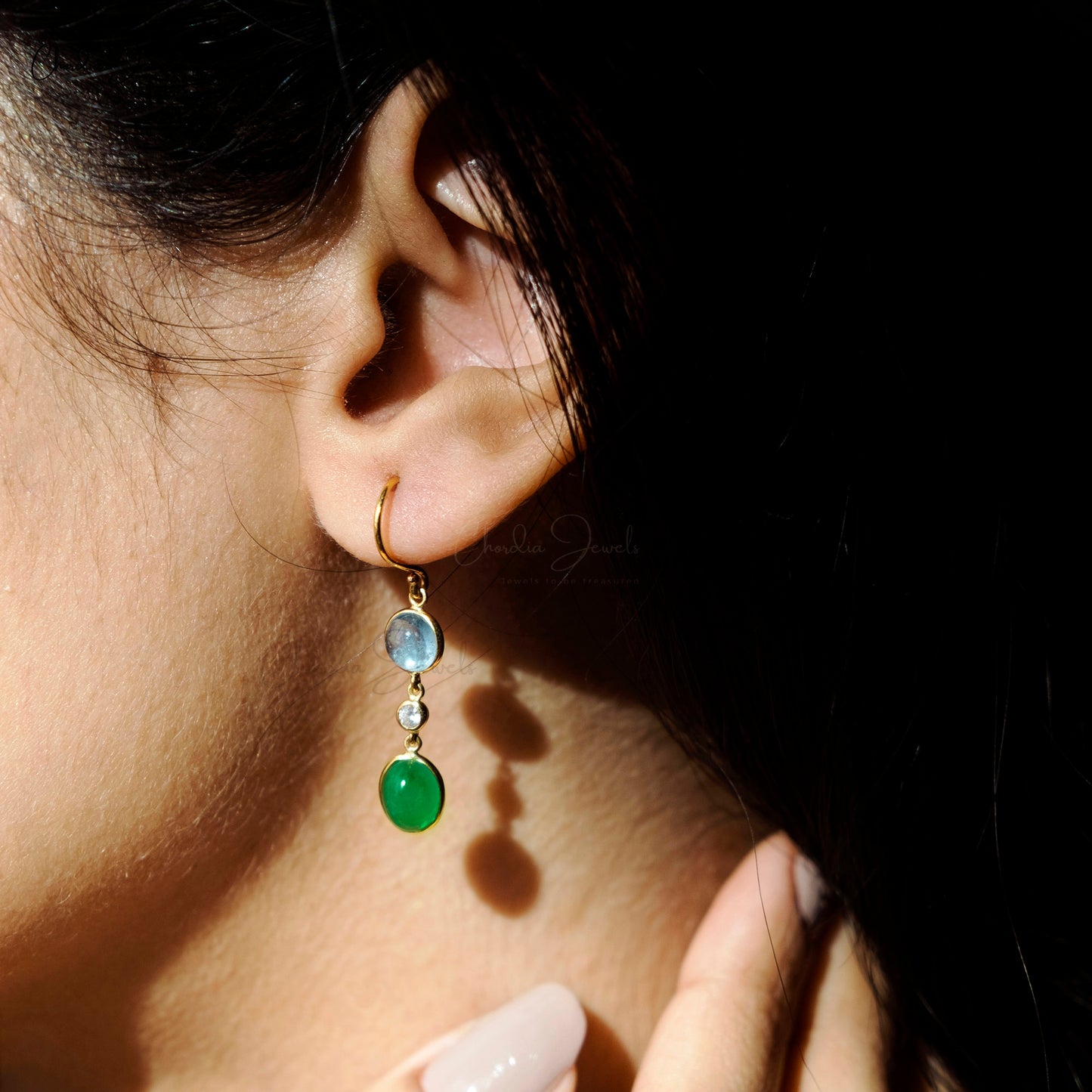 multicolor Emerald Dangle Earrings 