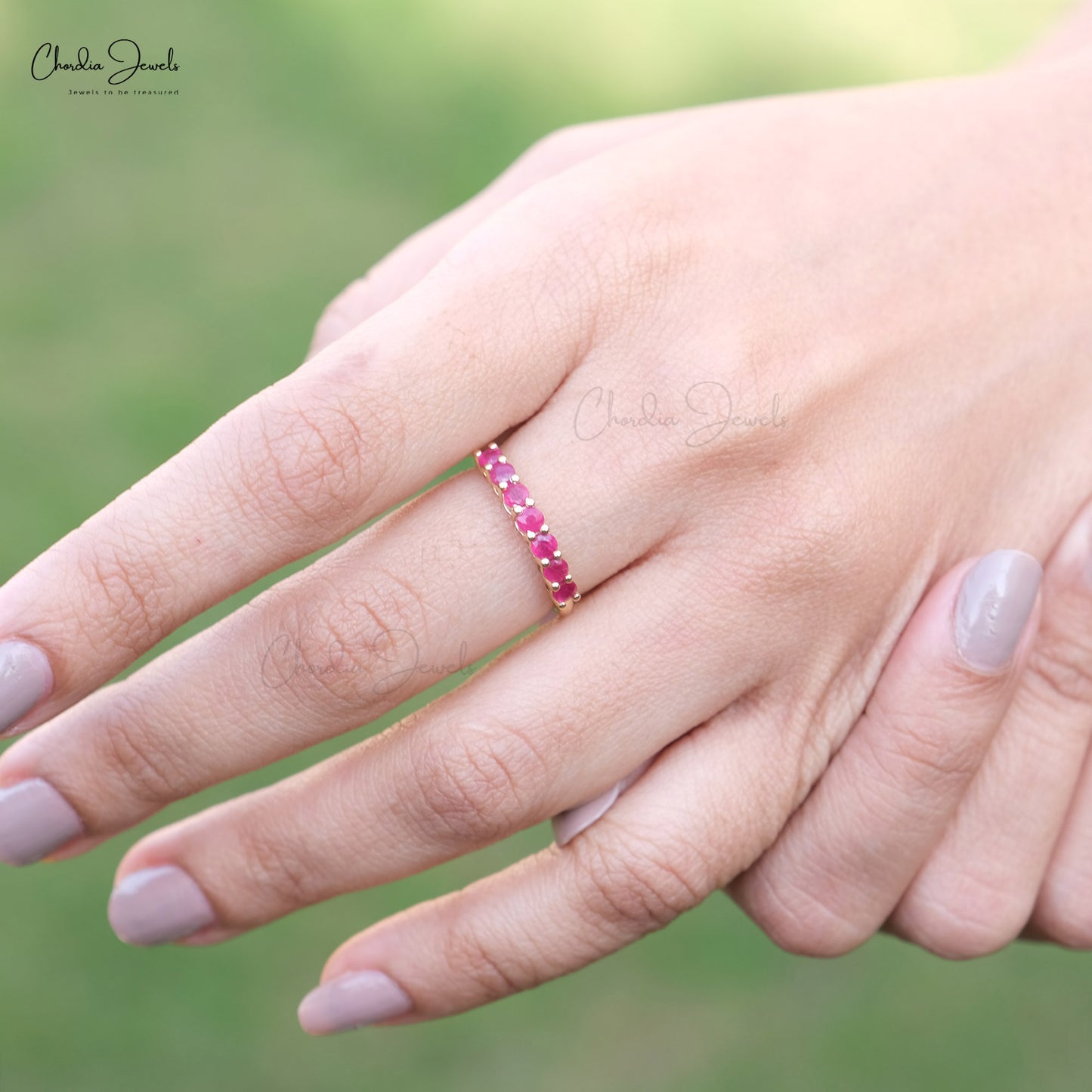 7 Stone Ruby Band Ring