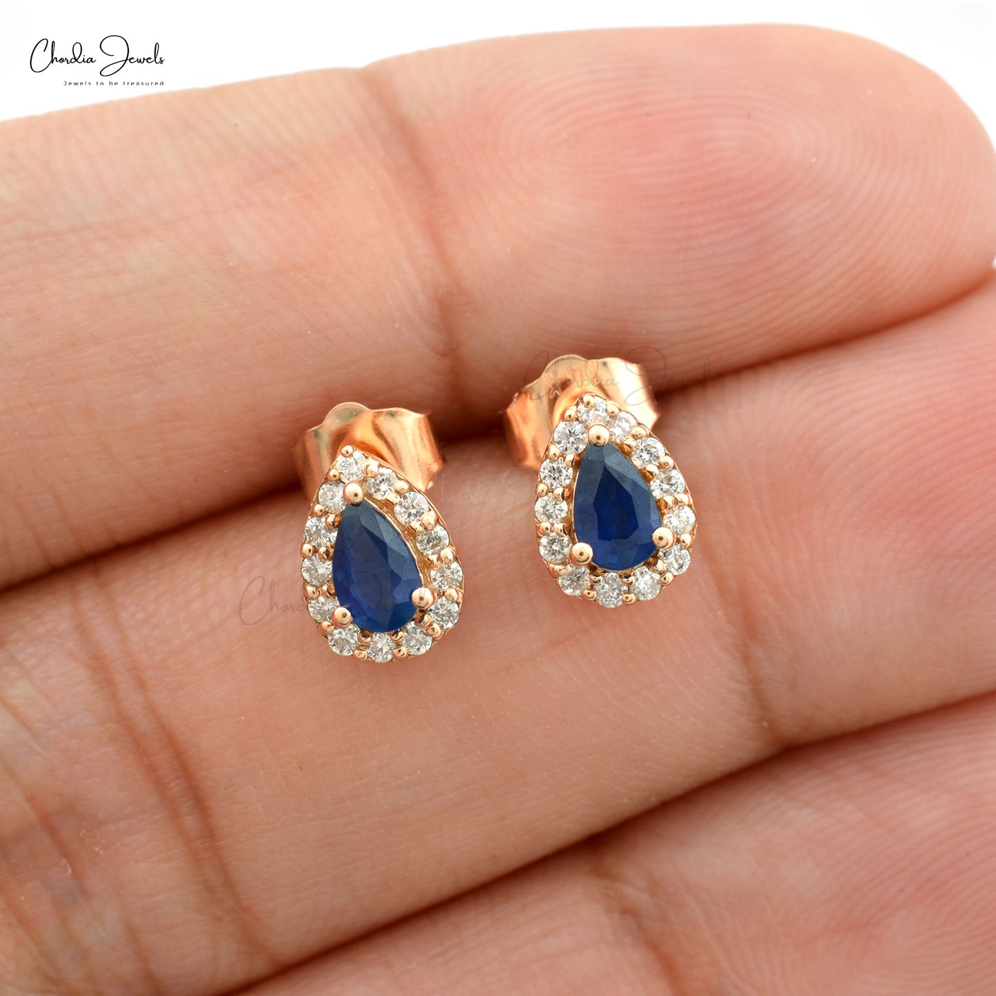 Shop 6x4mm Blue Sapphire Diamond Earrings In 14k Gold | Chordia Jewels