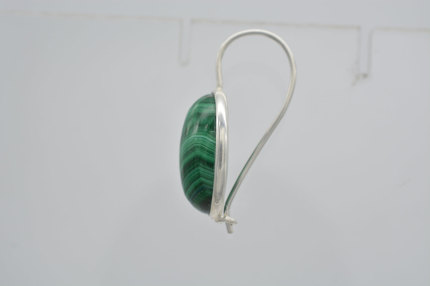 Natural Malachite Wire Earrings In 925 Sterling Silver Plated Cabochon Gemstone Jewelry At Wholesale Price