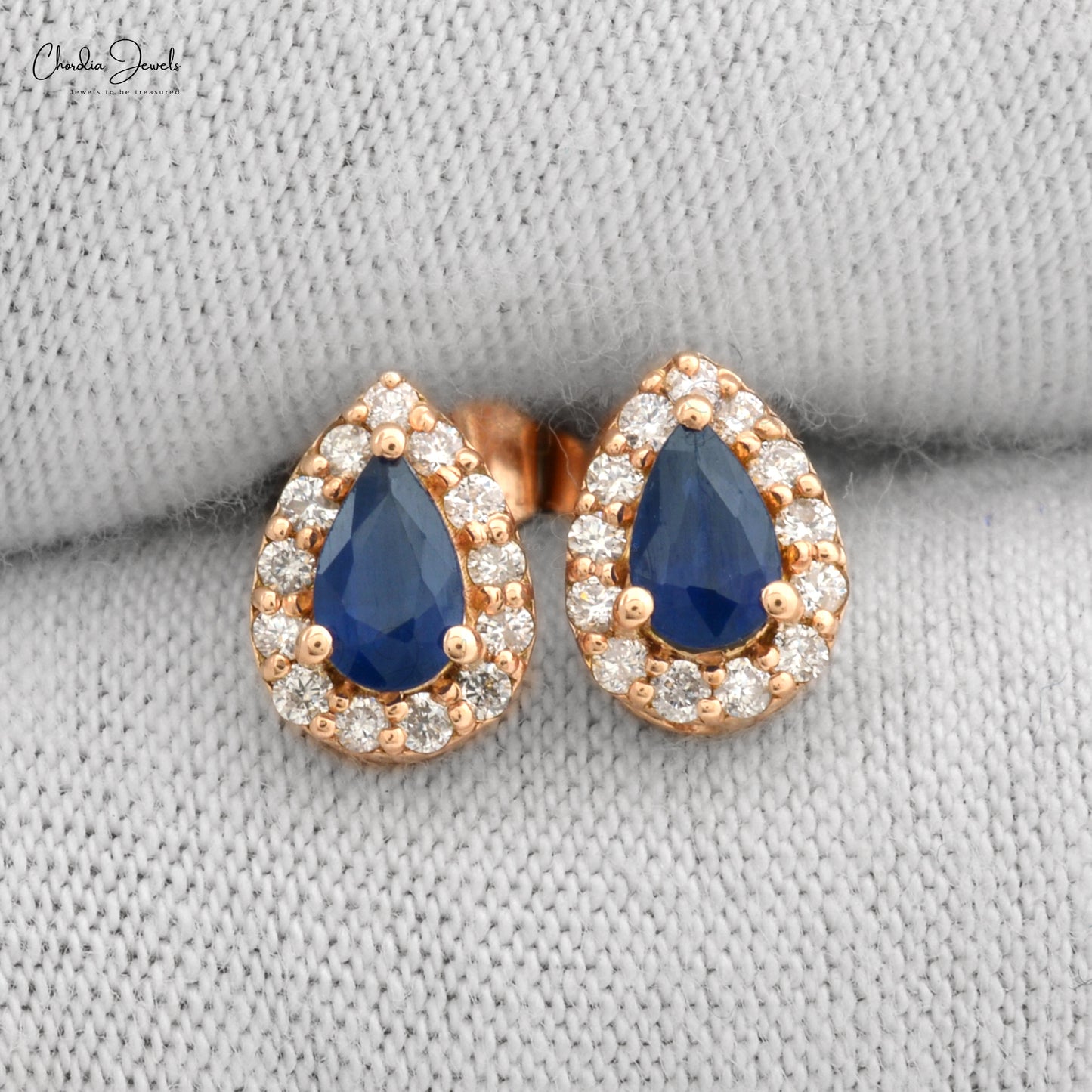 Shop 6x4mm Blue Sapphire Diamond Earrings In 14k Gold | Chordia Jewels