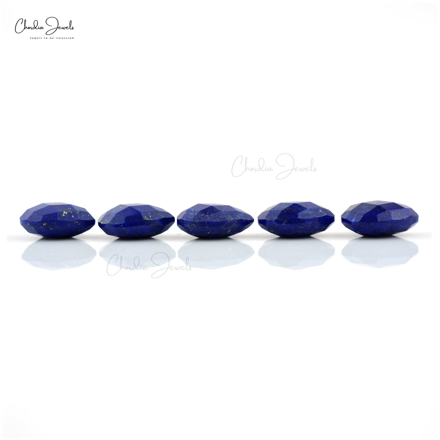 Semi Precious Lapis Lazuli 10x8mm Pear Both Side Faceted Loose Stone For Sale, 5 Piece
