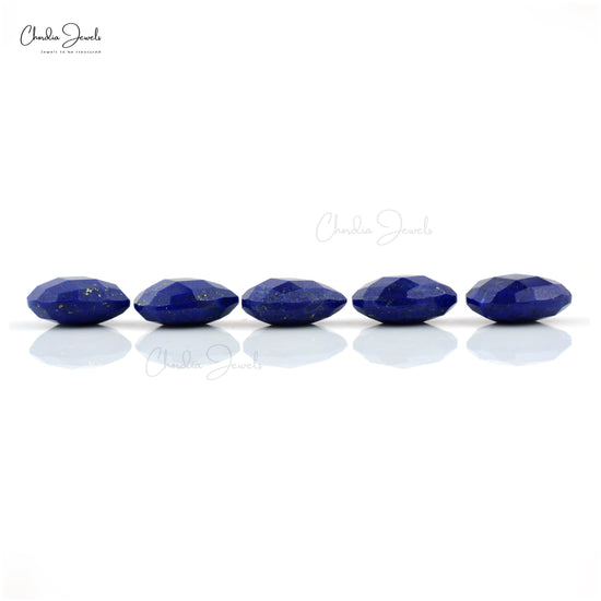 Semi Precious Lapis Lazuli 10x8mm Pear Both Side Faceted Loose Stone For Sale, 5 Piece