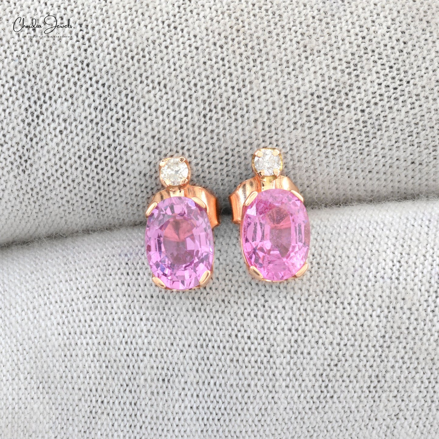 Pink Sapphire Studs Earrings