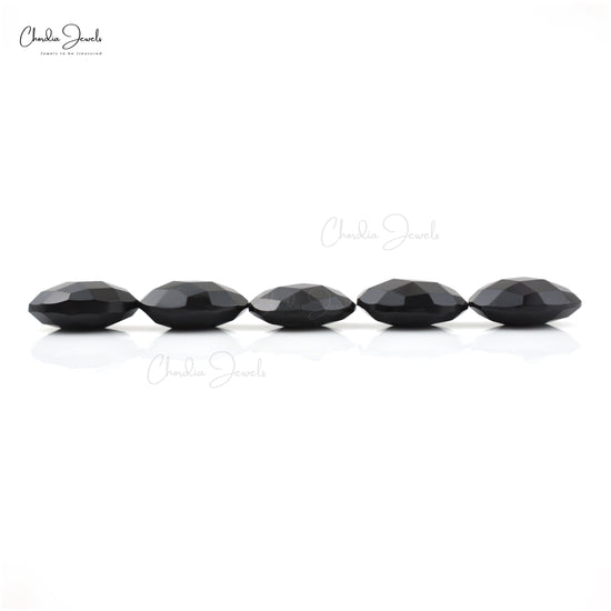 AAA Black Spinel 10x8mm Oval Briolette Gemstone Lot For Jewelry Making, 5 Piece