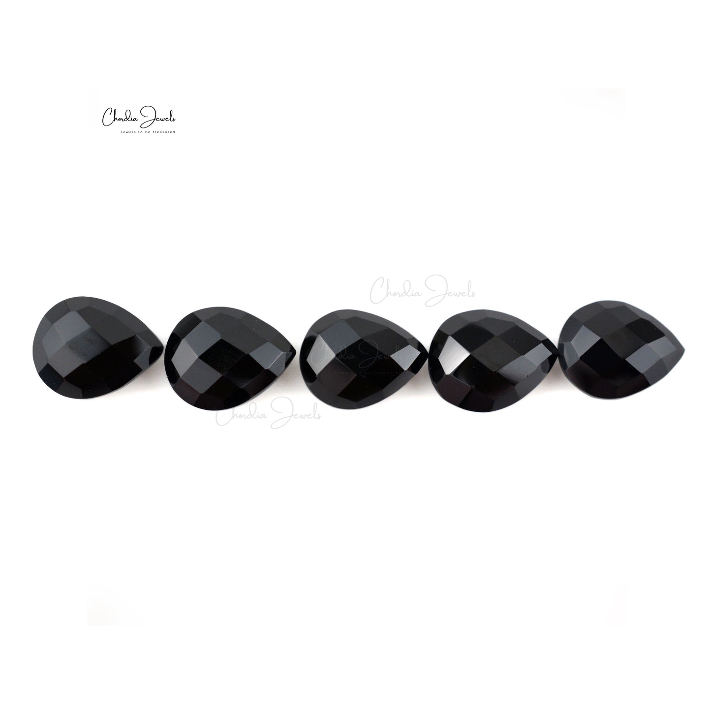 Pear Briolette 10x8mm Black Spinel Gemstone Faceted Loose Stones for Necklace, 5 Piece