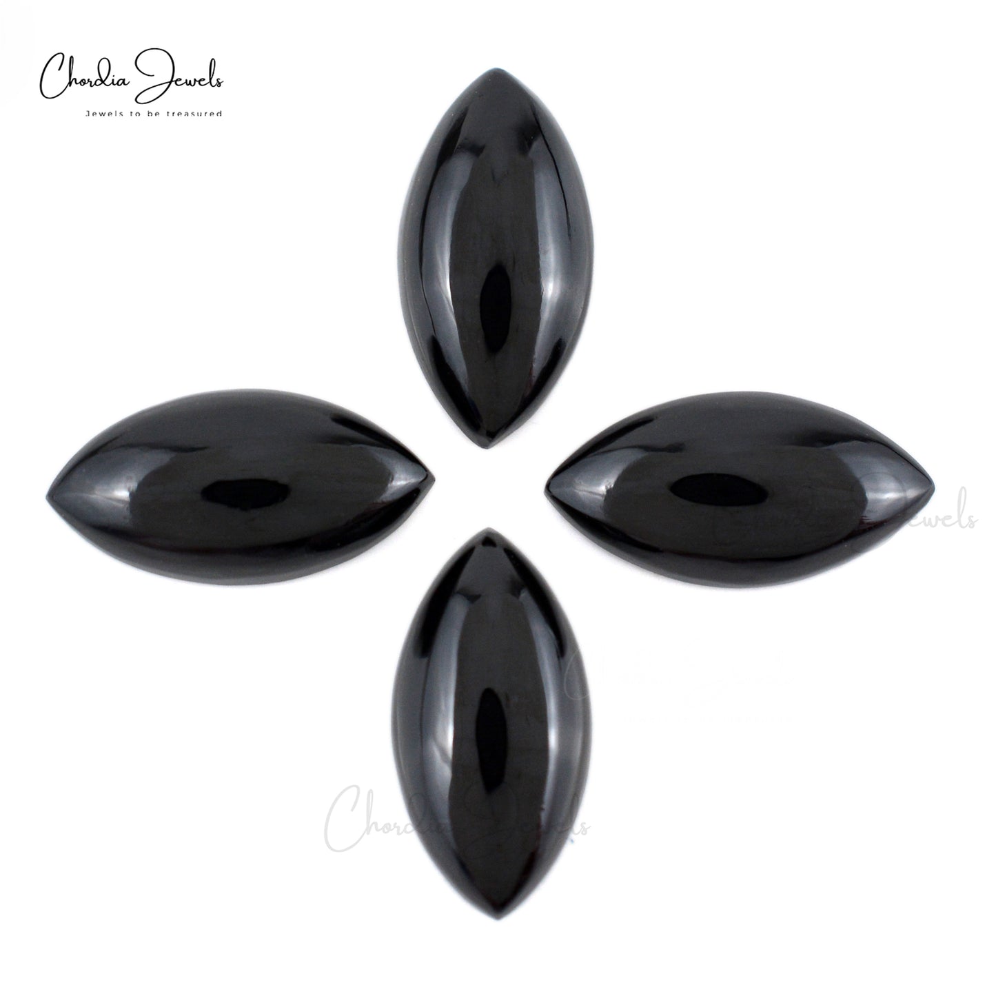 Natural Marquise Cabochon 9.25 Carat Black Spinel Loose Gemstone For Jewelry, 4 Piece