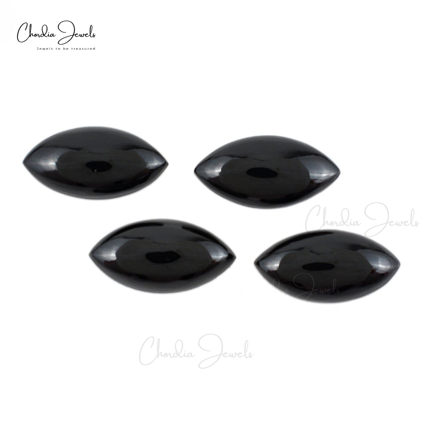 Natural Marquise Cabochon 9.25 Carat Black Spinel Loose Gemstone For Jewelry, 4 Piece