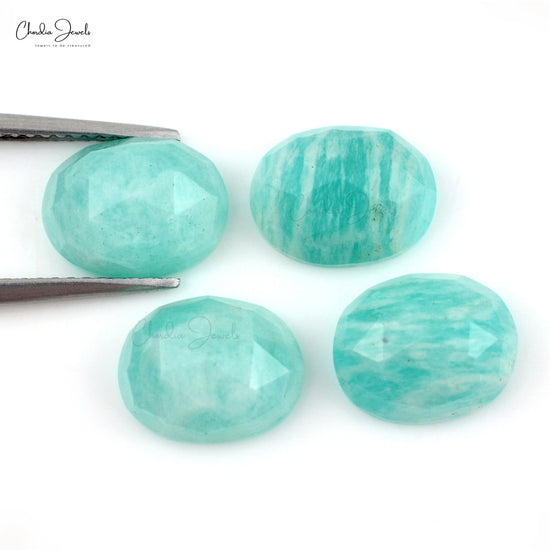 Natural Loose Gemstone Amazonite 11 Ct Oval Rose Cut Stone for Necklace, 4 Piece