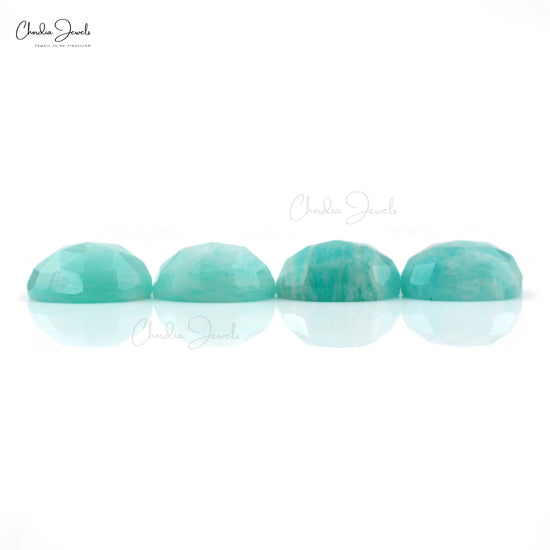 Natural Loose Gemstone Amazonite 11 Ct Oval Rose Cut Stone for Necklace, 4 Piece