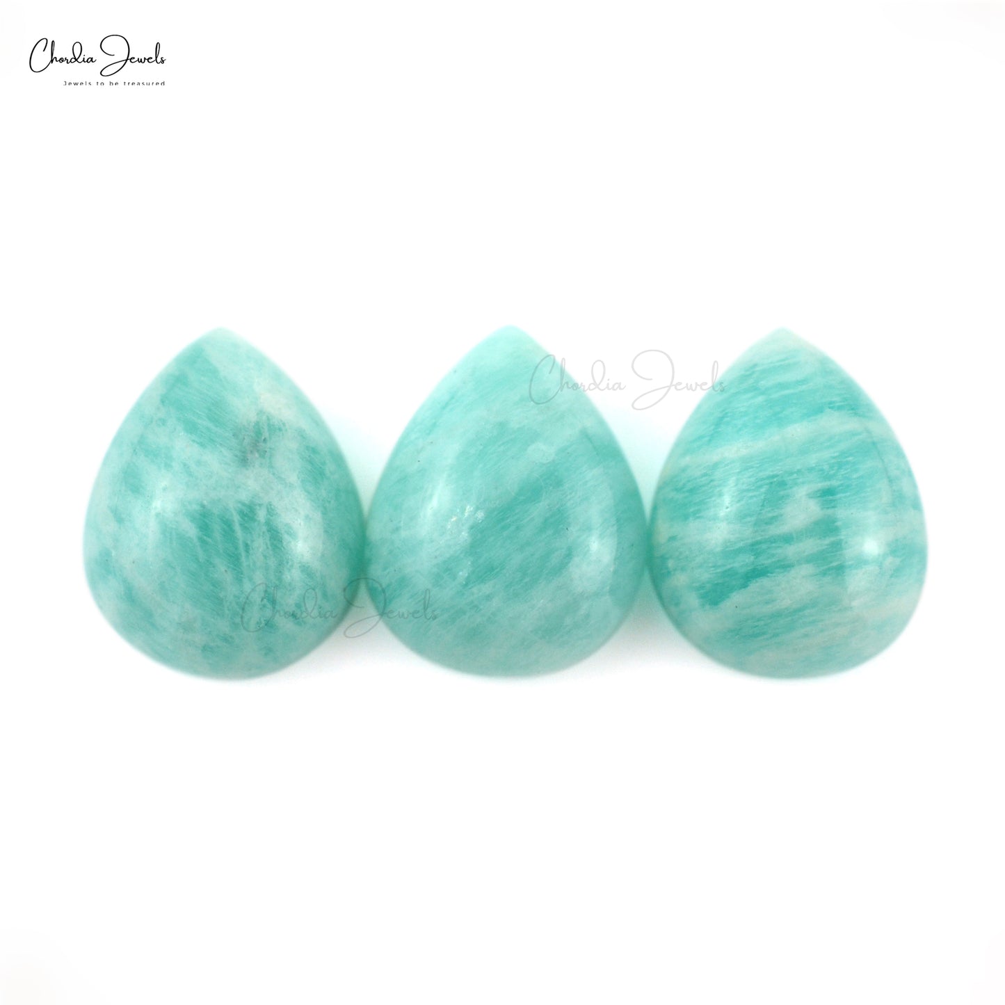 Natural Gemstone 10x8mm Amazonite Pear Cabochon Loose Stone for Jewelry, 3 piece