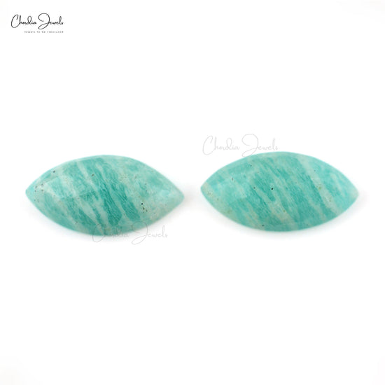 Semi Precious Amazonite Marquise 12x6mm Loose Rose Cut Faceted Stone Pair, 2 Piece