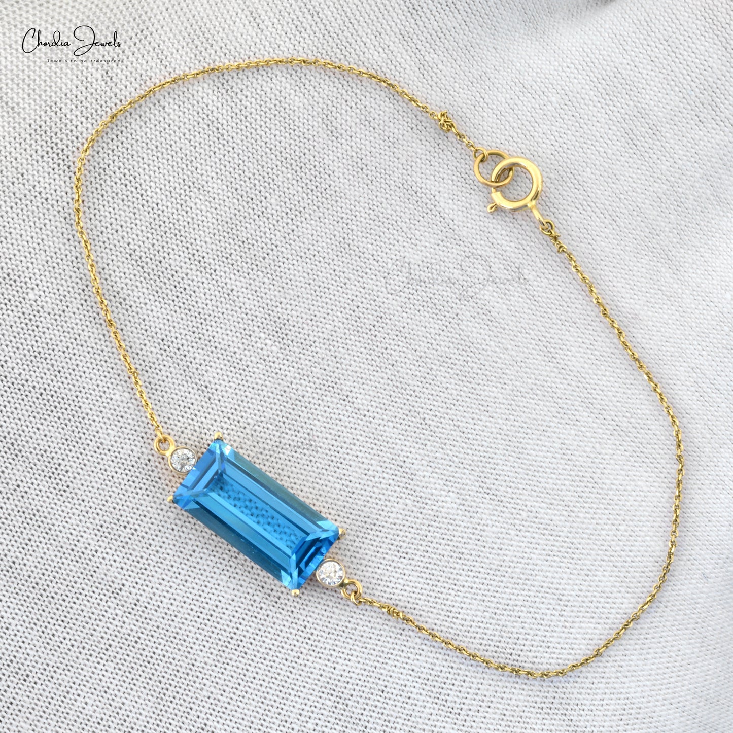 Buy Swiss Blue Topaz Bracelet in 14k Yellow Gold | Chordia Jewels