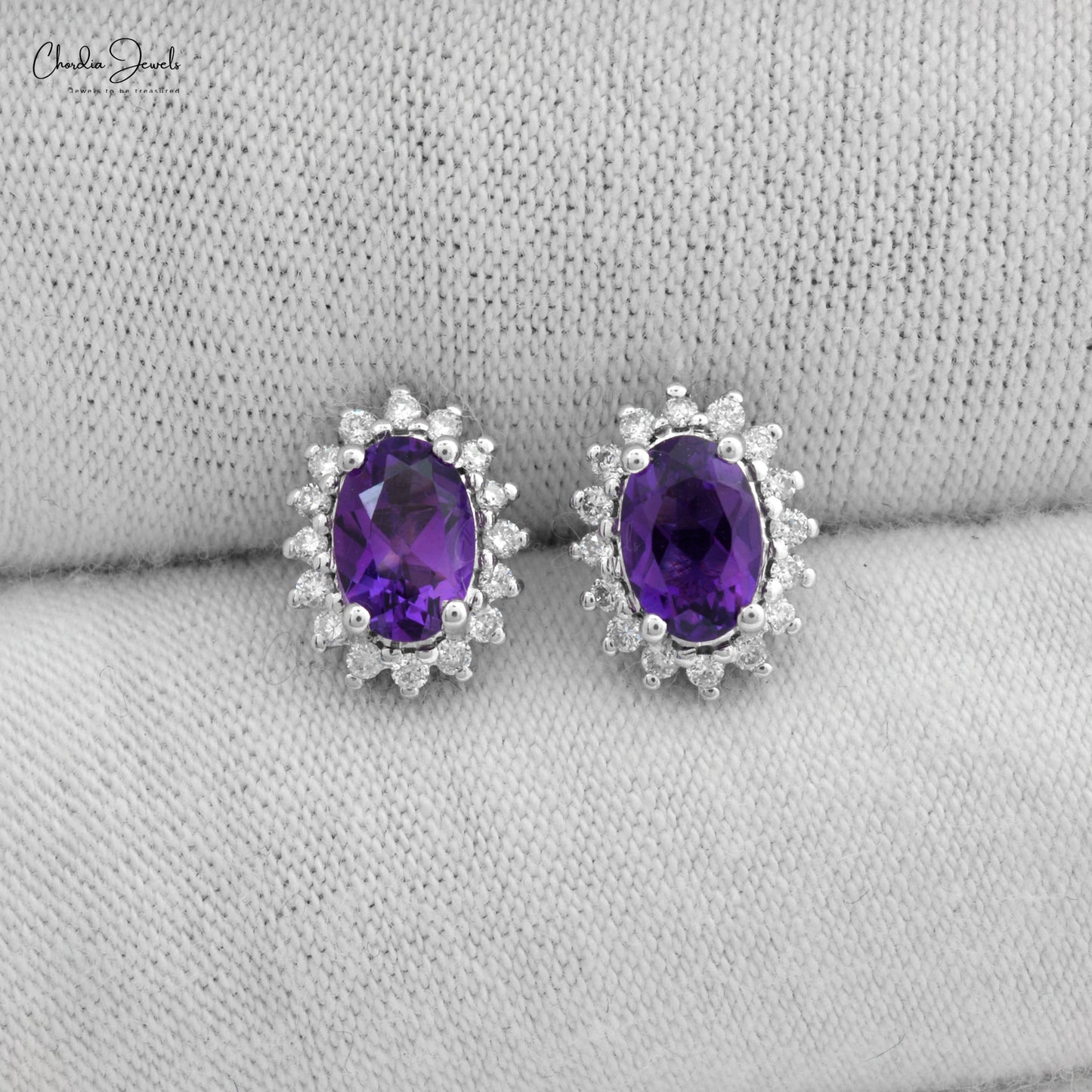 Load image into Gallery viewer, Amethyst Halo Earrings
