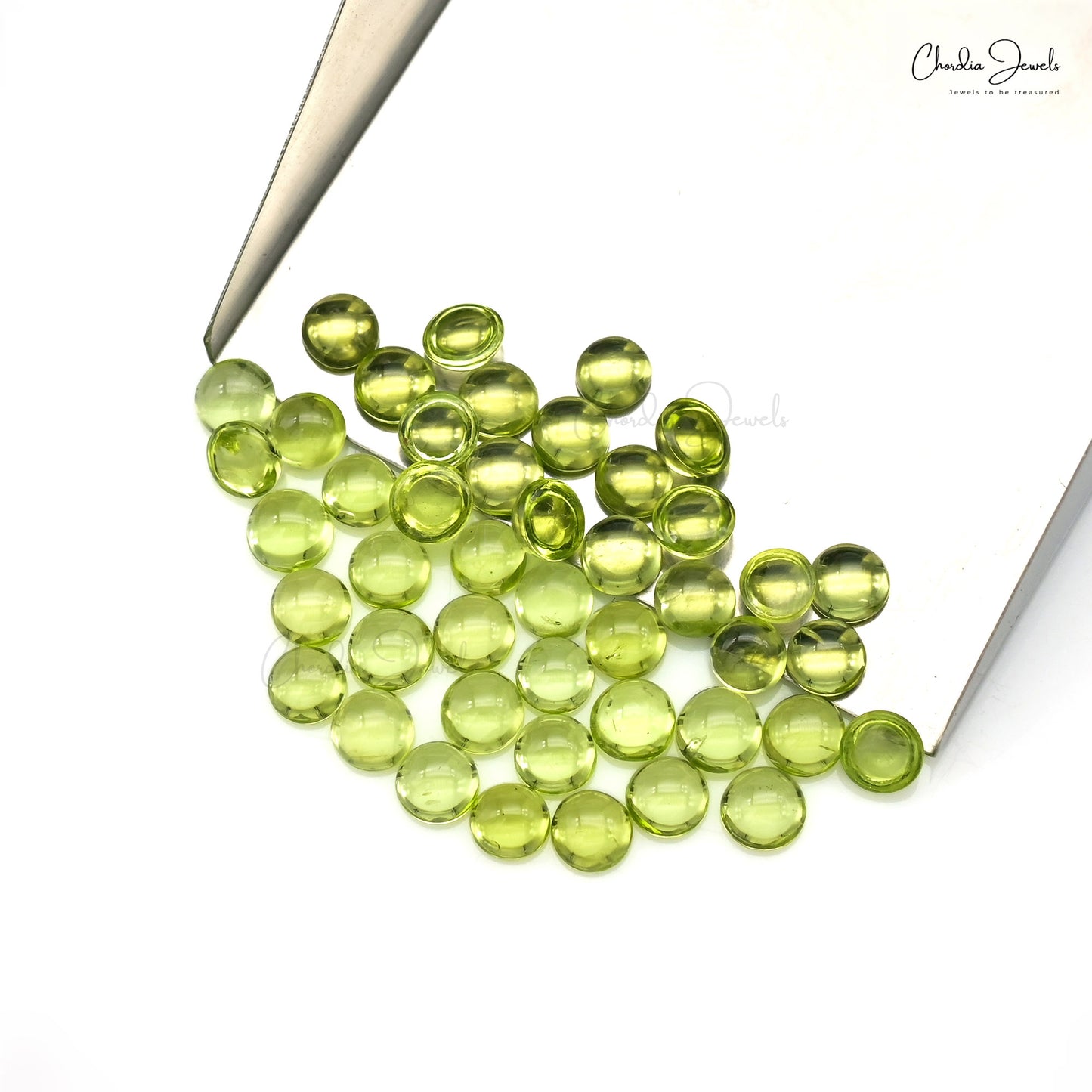Semi Precious Peridot 4mm Round Cabochon Loose Stone Lot for Gold Silver Jewelry, 45 Piece