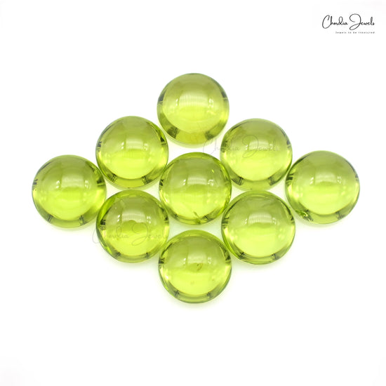 Natural Peridot Semi Precious 7mm Round Cabochon Stones Lot At Discounted Price, 9 Piece