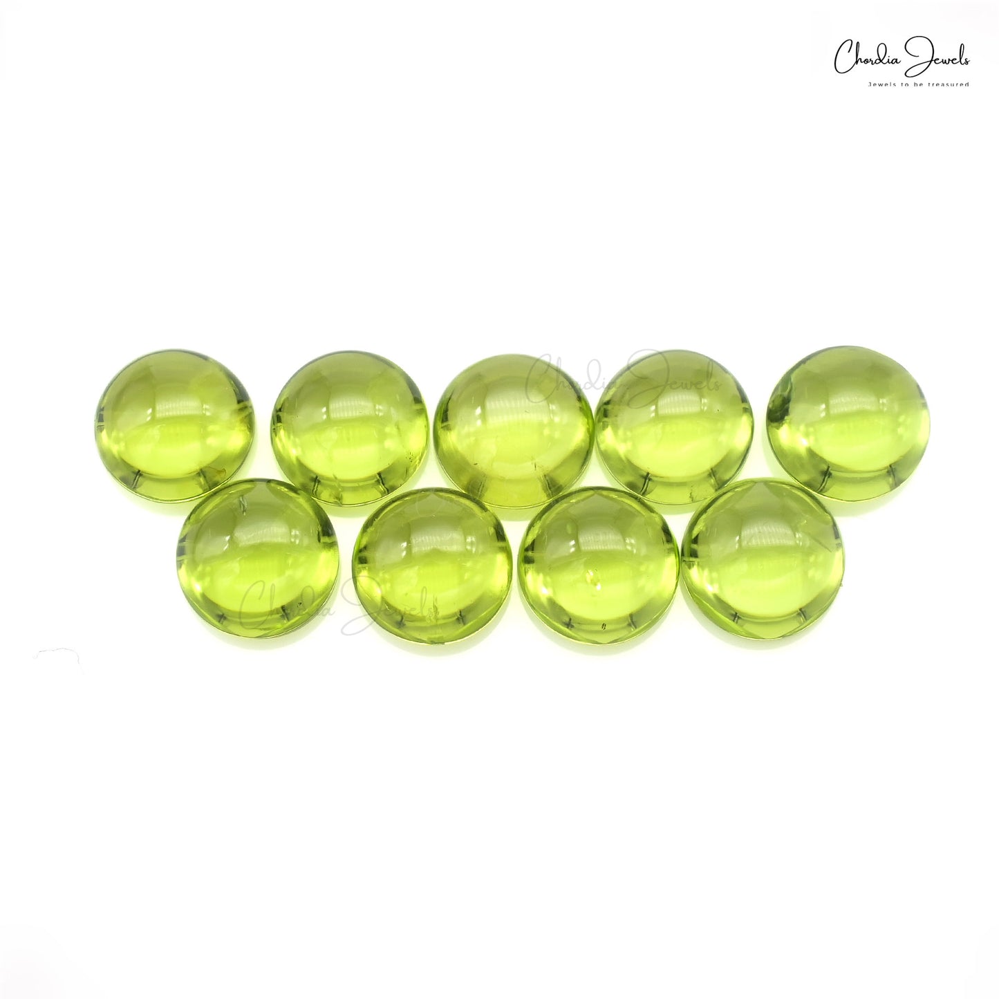 Natural Peridot Semi Precious 7mm Round Cabochon Stones Lot At Discounted Price, 9 Piece