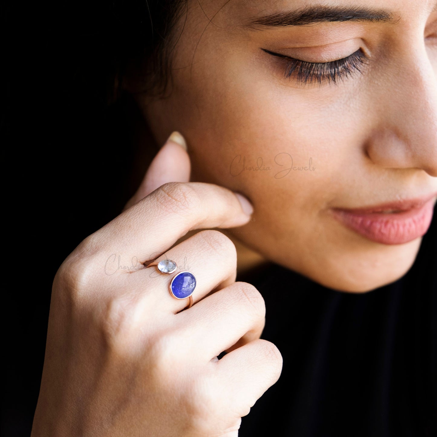 Buy This Tanzanite & Aquamarine Gemstone Split Shank Ring