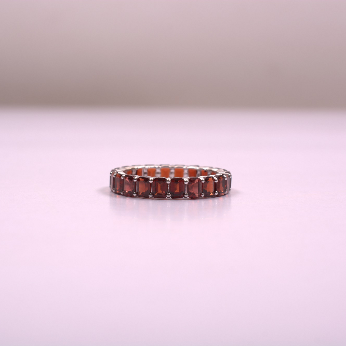 Garnet Eternity Band For Women in 14k Solid Gold For Birthday Gift