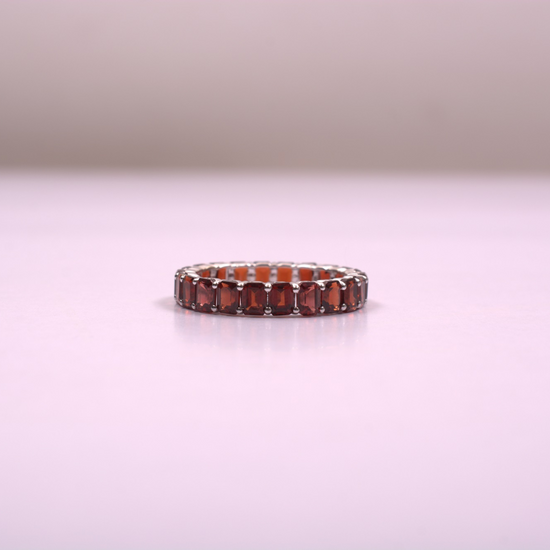 Garnet Eternity Band For Women in 14k Solid Gold For Birthday Gift