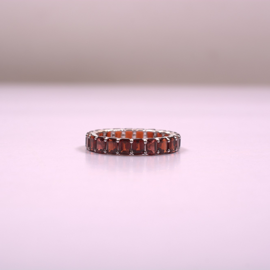 Load image into Gallery viewer, Garnet Eternity Band For Women in 14k Solid Gold For Birthday Gift
