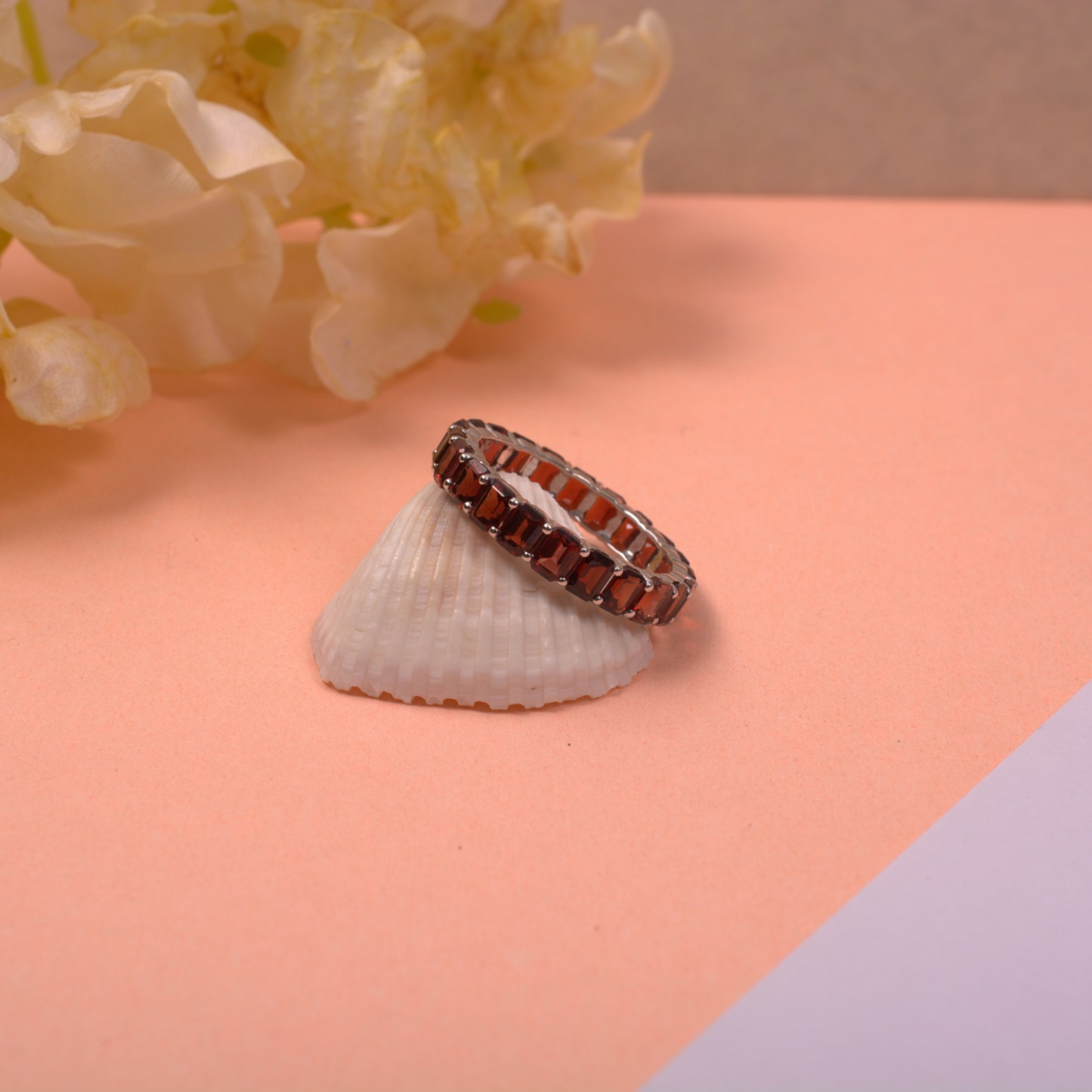 Garnet Eternity Band For Women in 14k Solid Gold For Birthday Gift