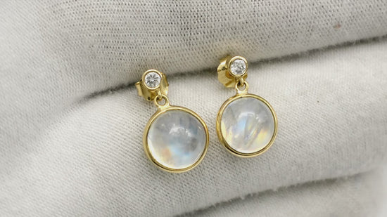 AAA Pearl Diamond Earrings, Moonstone Earrings