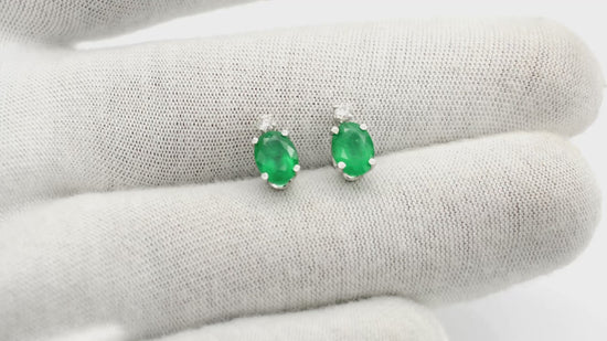 Load and play video in Gallery viewer, Emerald &amp;amp; Diamond Earrings
