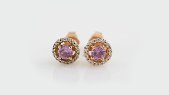 Load and play video in Gallery viewer, Buy Pink Sapphire Studs
