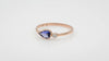 Real 14k Rose Gold Two Stone Band Natural 0.48ct Tanzanite & Diamond Bezel Set Wedding Ring