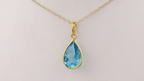 Load and play video in Gallery viewer, Buy Swiss Blue Topaz Pendant
