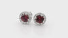 Halo Stud Earrings With Pink Tourmaline Gemstones Real 14k White Gold Diamond Accented Studs