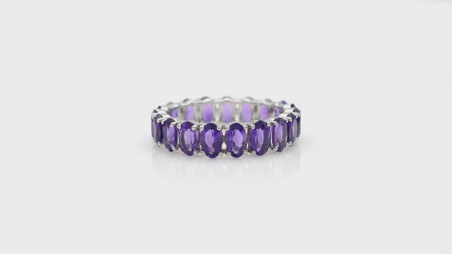 Load and play video in Gallery viewer, Buy Amethyst Eternity Wedding Bands
