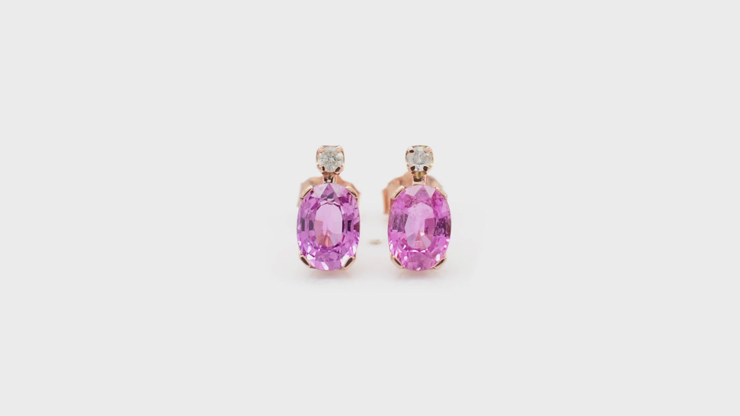 Load and play video in Gallery viewer, Pink Sapphire Studs Earrings
