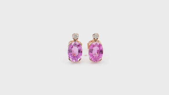 Load and play video in Gallery viewer, Pink Sapphire Studs Earrings
