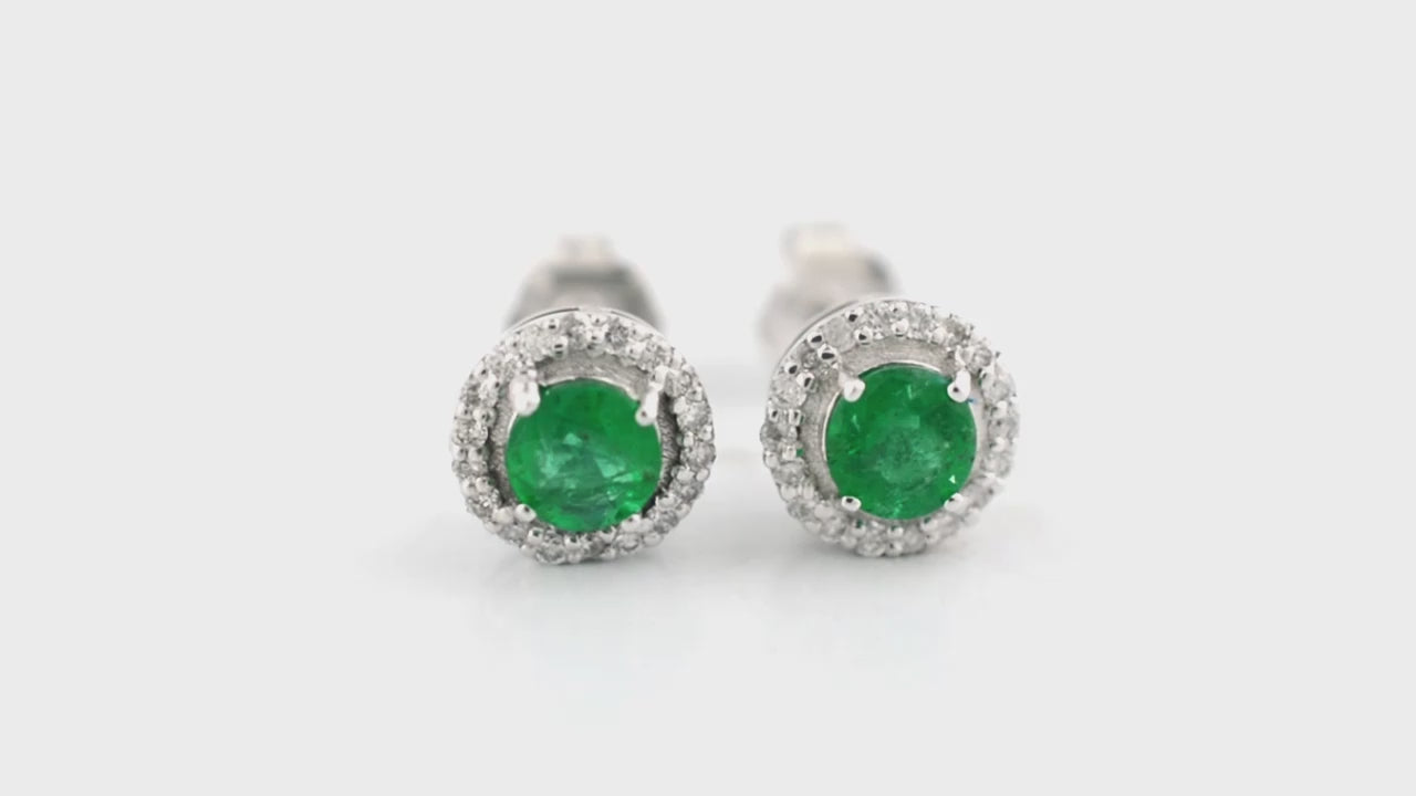 Load and play video in Gallery viewer, Complete your overall look with our emerald halo earrings.

