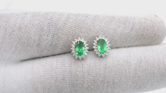 Load and play video in Gallery viewer, Emerald Halo Earrings
